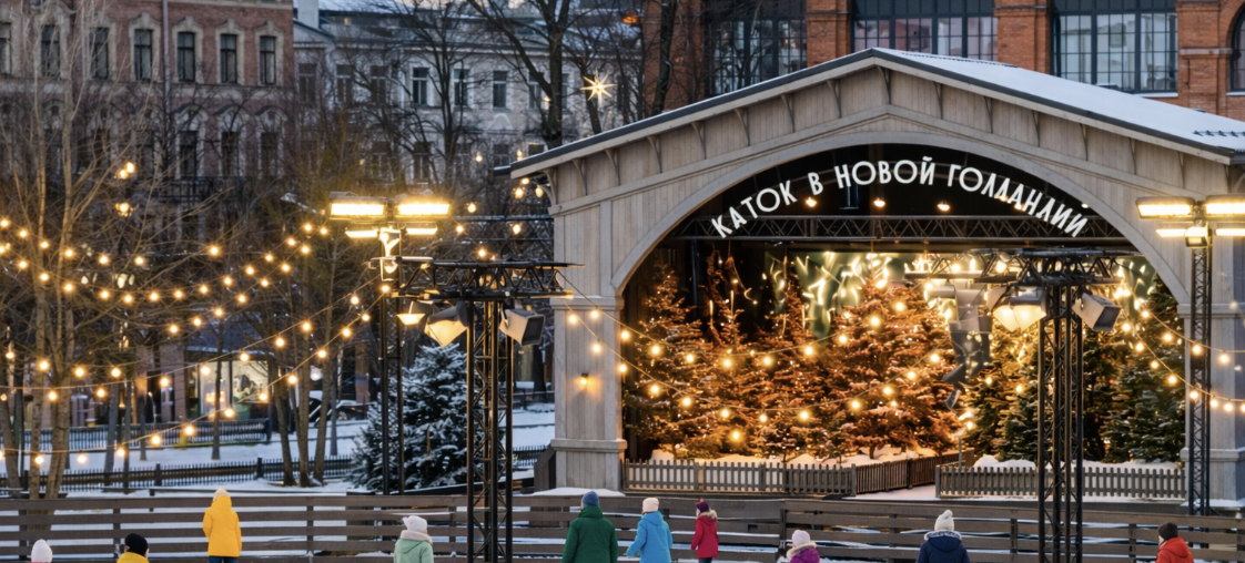 Зимний каток в Новой Голландии в Санкт-Петербурге
