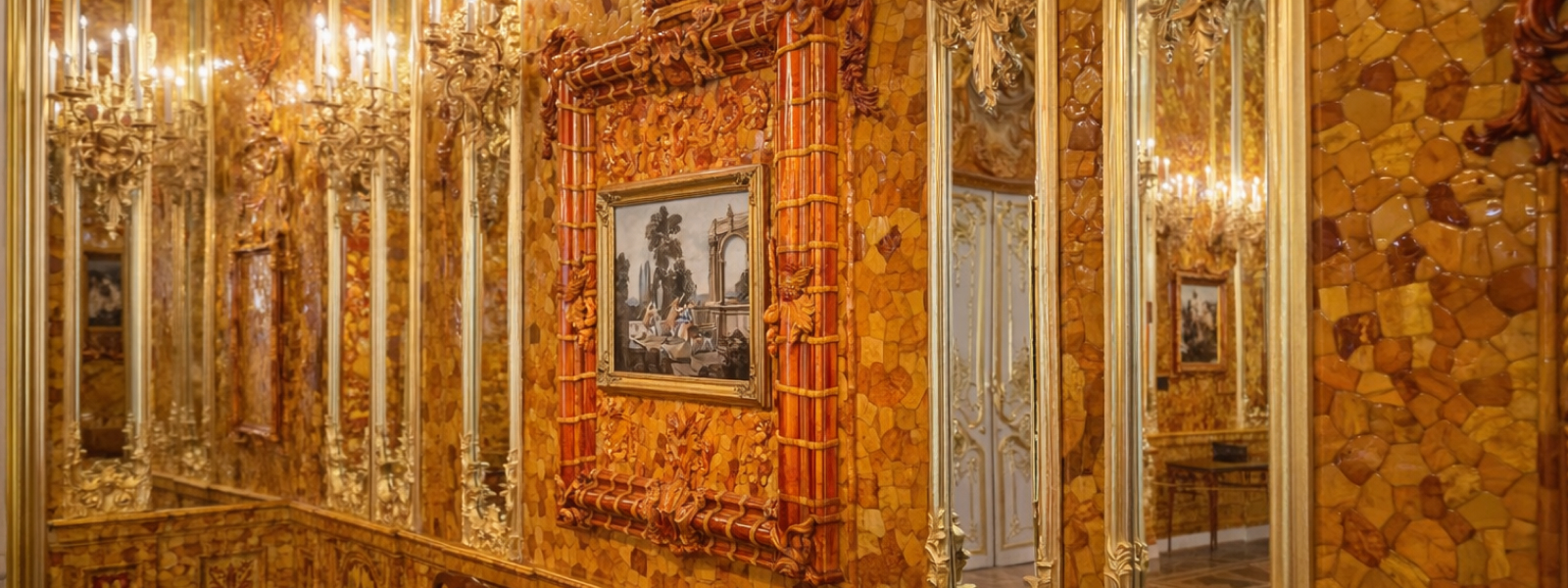 Флорентийская мозаика «Осязание и обоняние» в Янтарной комнате: каменная композиция из полудрагоценных материалов