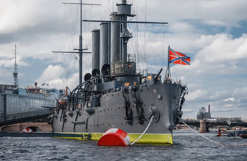 Крейсер Аврора у набережной Невы