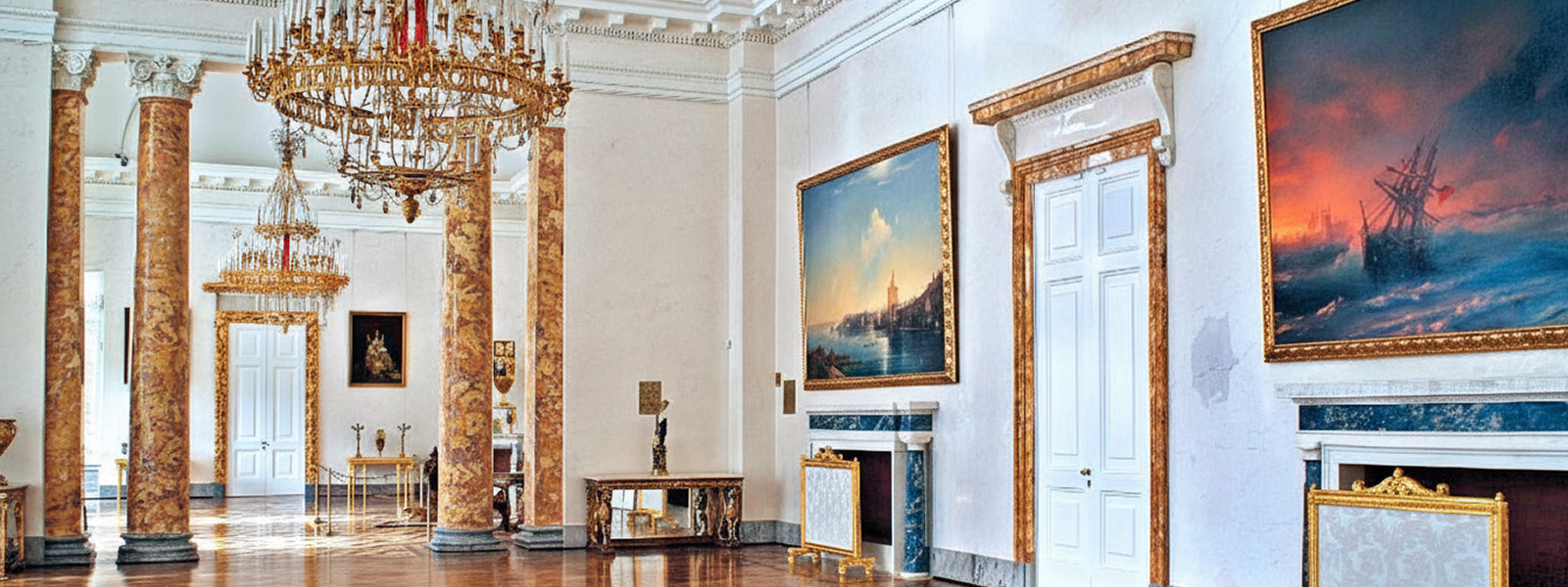 Портретный зал Александровского дворца в Пушкине - восстановленный интерьер эпохи Романовых