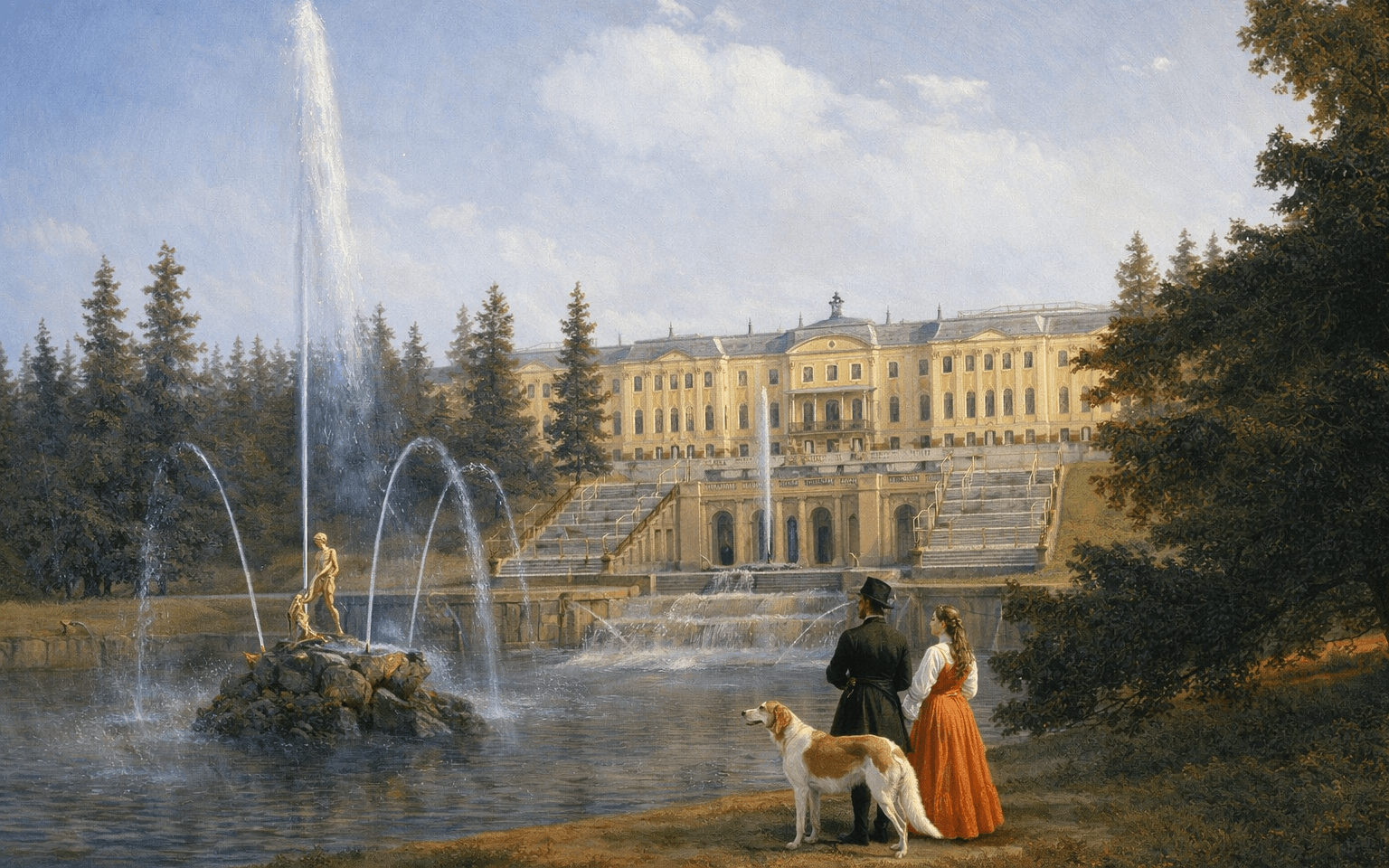 Большой каскад в Петергофе в прошлом