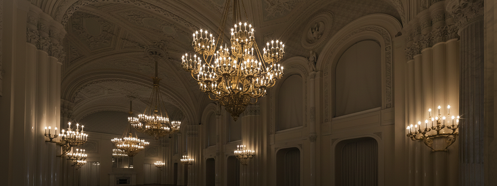 Белый зал: светлый парадный интерьер Мраморного дворца с белой лепниной и подлинным камином XVIII века