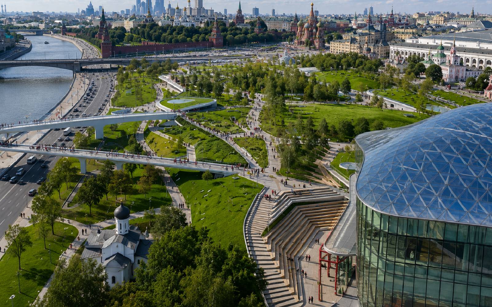 Zaryadye Park and Moscow River