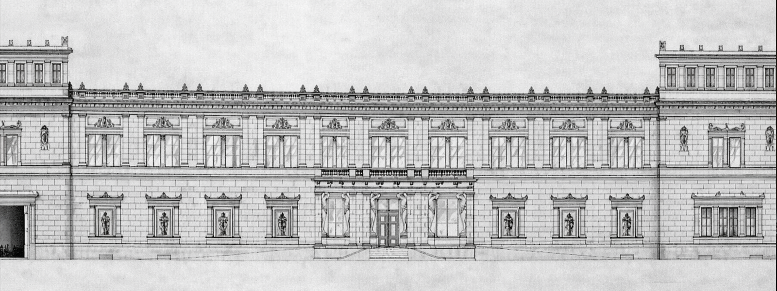 Чертеж Нового Эрмитажа: исторический рисунок здания, построенного как первый общедоступный художественный музей в России