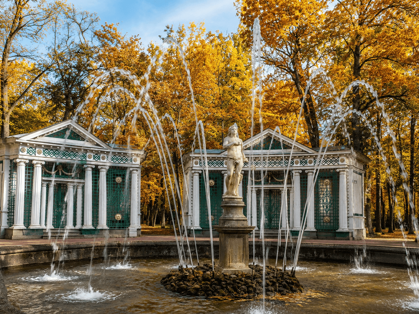 Осенний фонтан в Петергофе