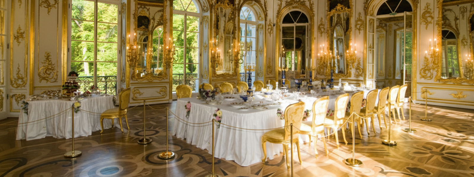 Обеденный зал в Эрмитаже: интерьер павильона Эрмитаж в Царском Селе, Пушкин, парадный зал для приватных обедов