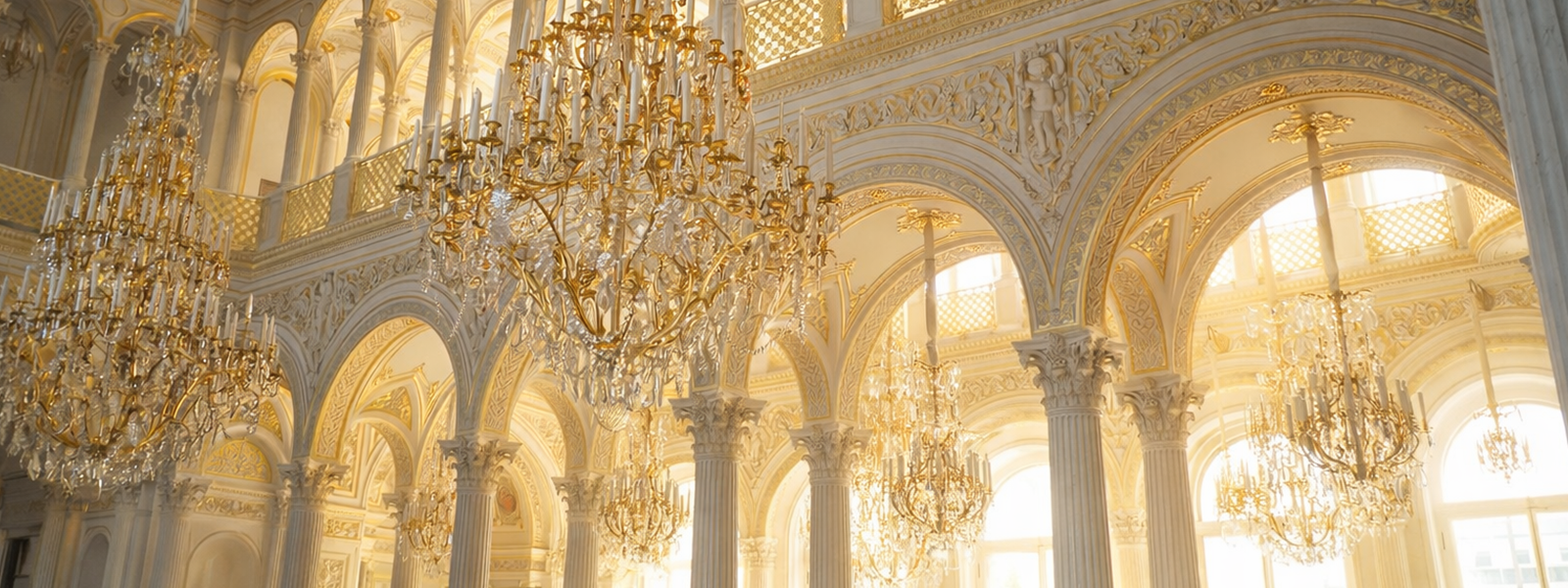 Павильонный зал Малого Эрмитажа: мрамор, люстры и декоративные фонтаны