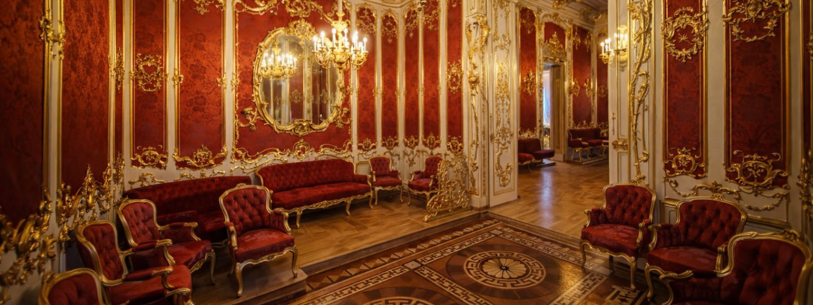 Будуар Марии Александровны в Зимнем дворце — неорококо, гранатовый шелк, золото и камерная атмосфера