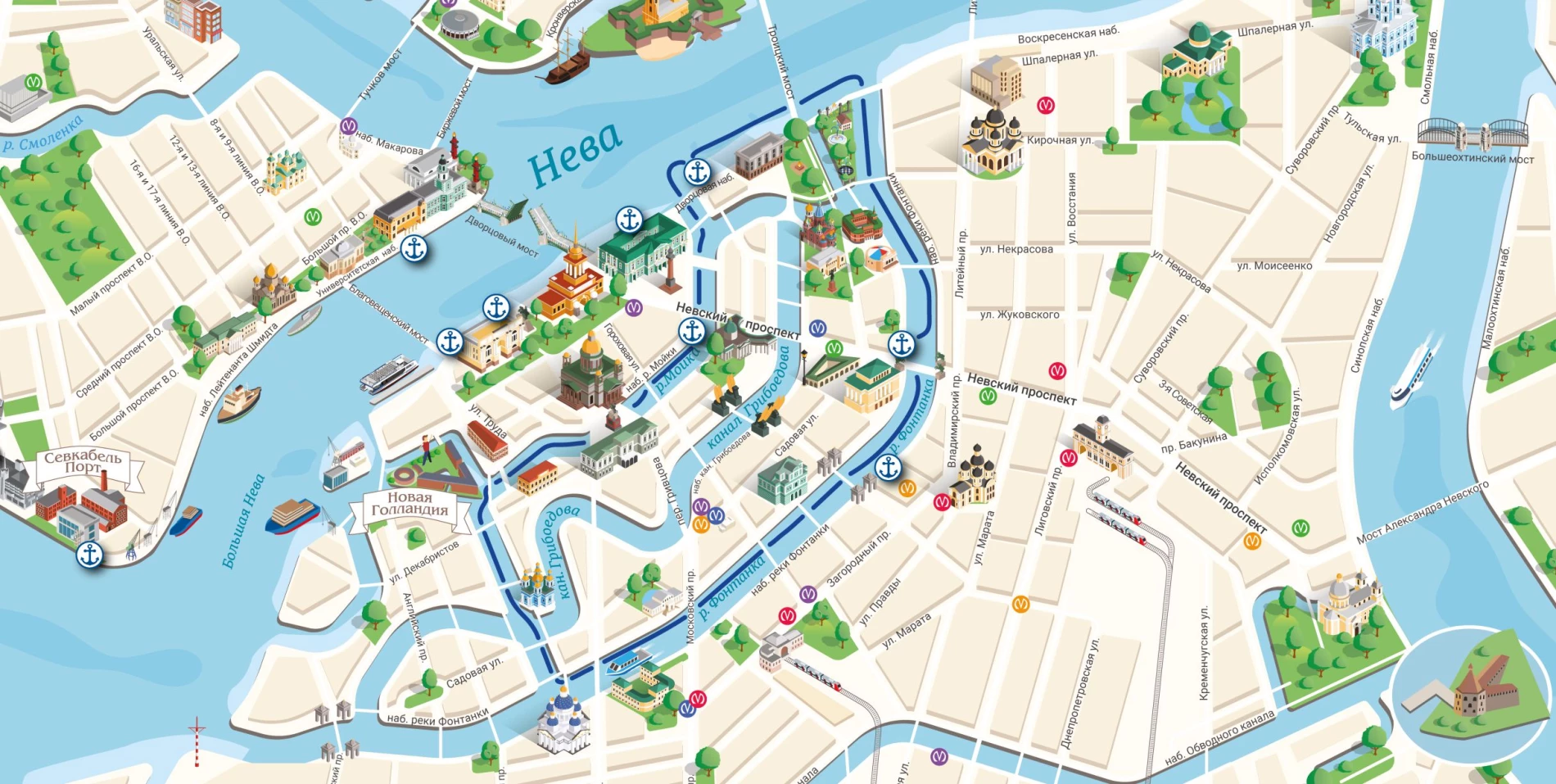  Схема маршрута теплоходной прогулки 