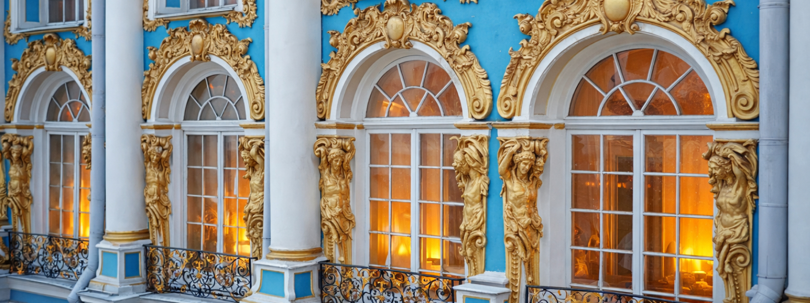 Декор фасада Зимнего дворца — лепнина, колонны и барочные элементы внешнего оформления