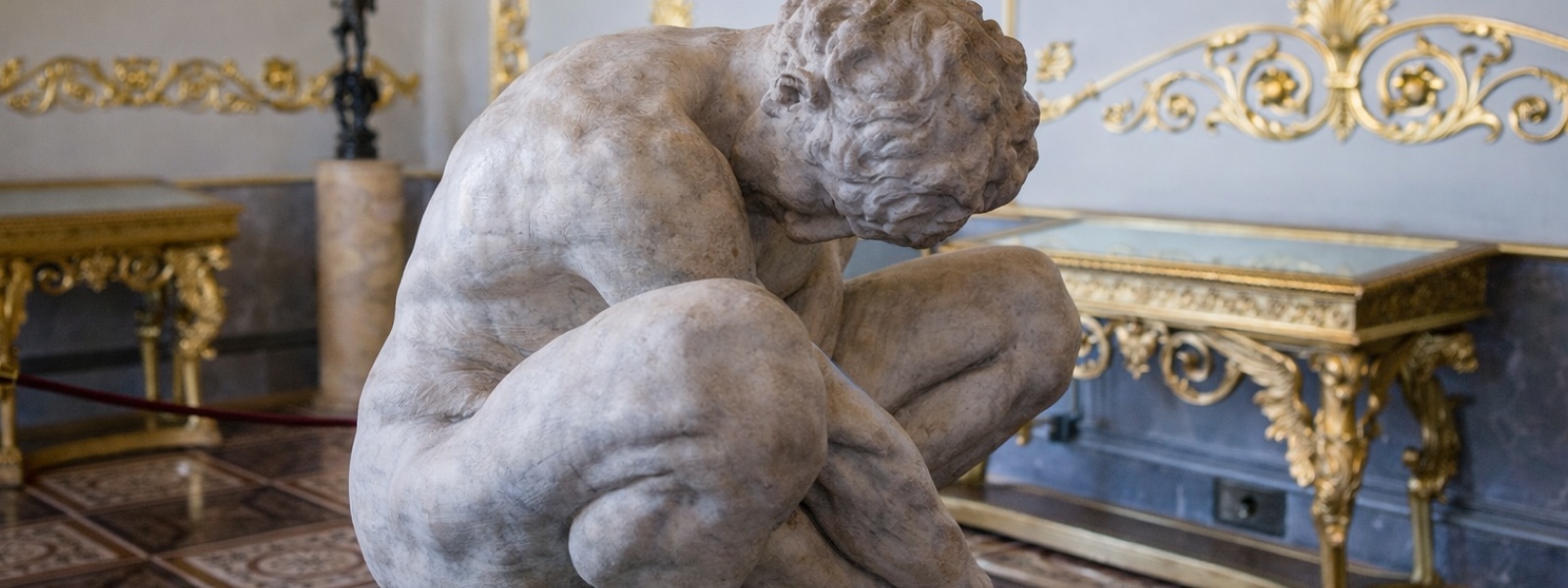 Скульптура Микеланджело «Скорчившийся мальчик» в Эрмитаже